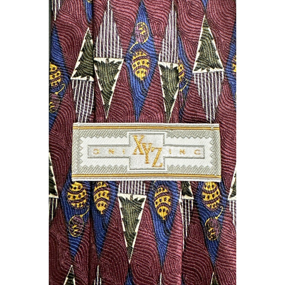 Men's Neck Tie XYZ Silk L58" W4" Red Blue - Picture 1 of 3